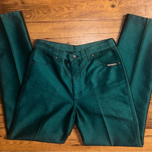 Roughrider • Vintage • USA • Metallic Green • Western •Size 11/12 (32/34)• Jeans - Picture 4 of 10